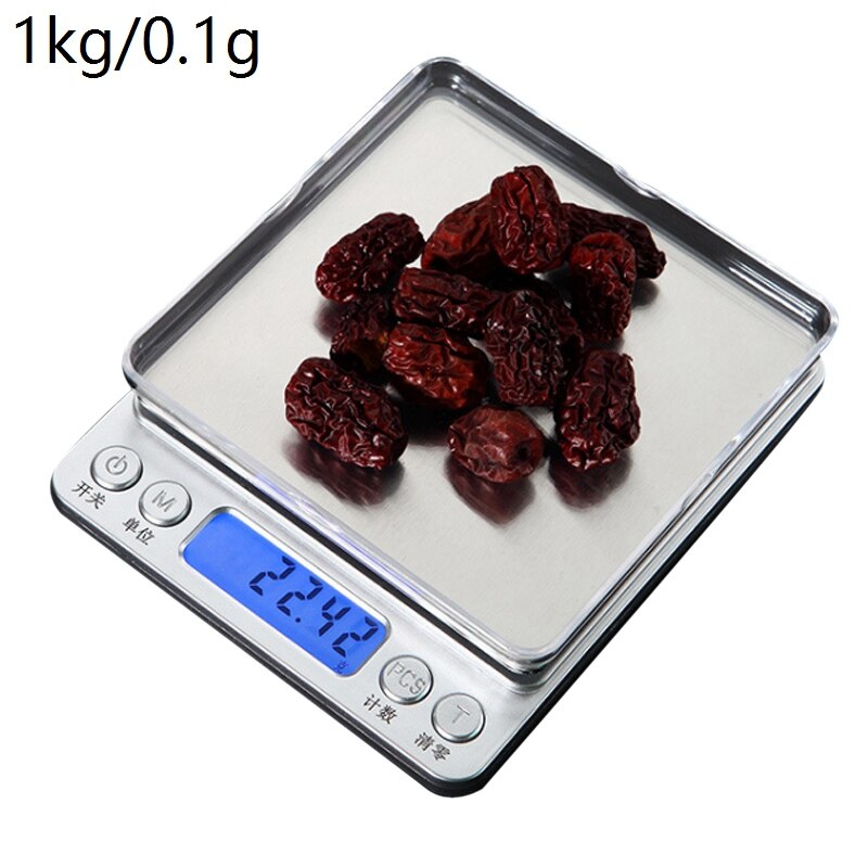 1 pund højpræcision elektronisk vejende mini plastik lommevægt, brugt til at veje guldsmykker madvægt gramvægt: 1kg 0.1g hvide