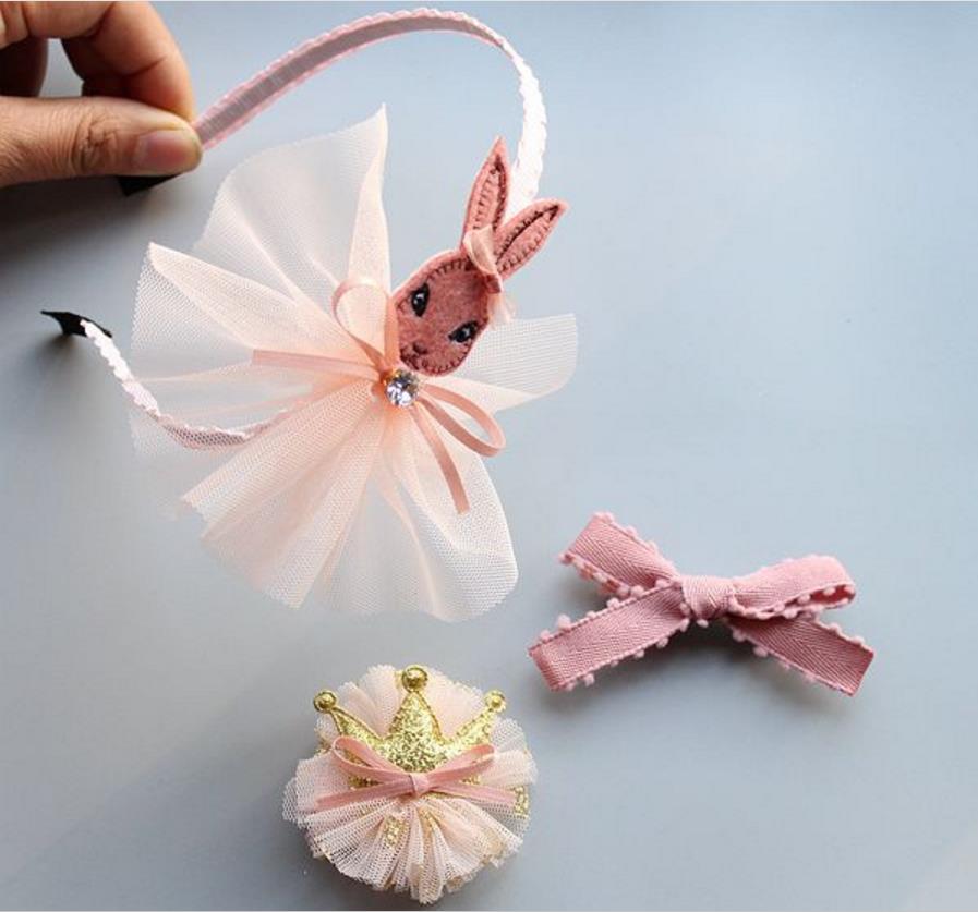 Tecknad kanin hårband blomma rosett hårnål barn hårband huvudbonader elastiska hår slipsar gummiband flickor håraccessoarer  tz10