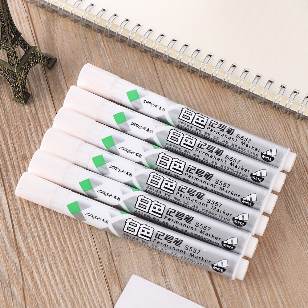 1PC sneldrogende Permanente Marker Witte Bulk Olie-Inkt Marker Pen 3mm Fijne Tip Verf Boord pen Briefpapier Kantoorbenodigdheden