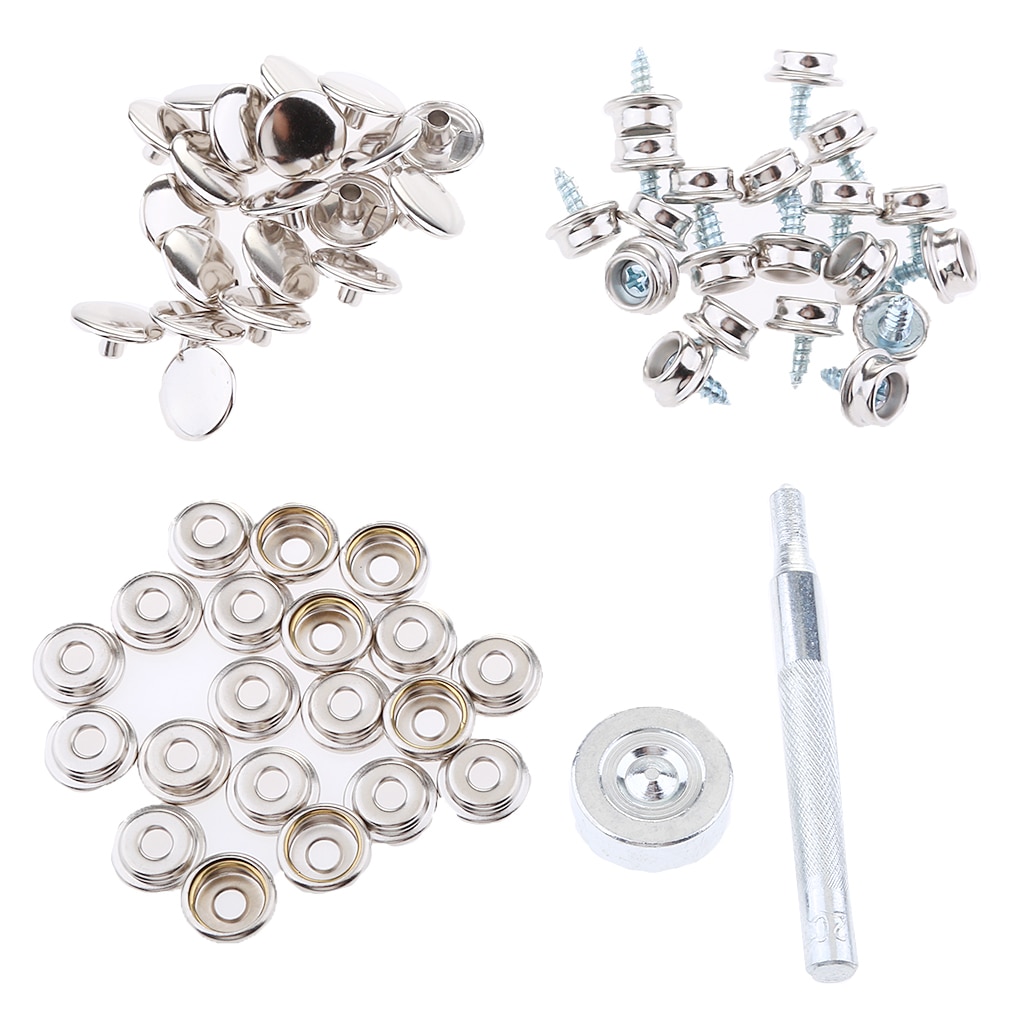 152 Pieces Stainless Steel Boat Marine 3/8'' Fastener Snap Cover Button Socket Press Stud Screw Kit