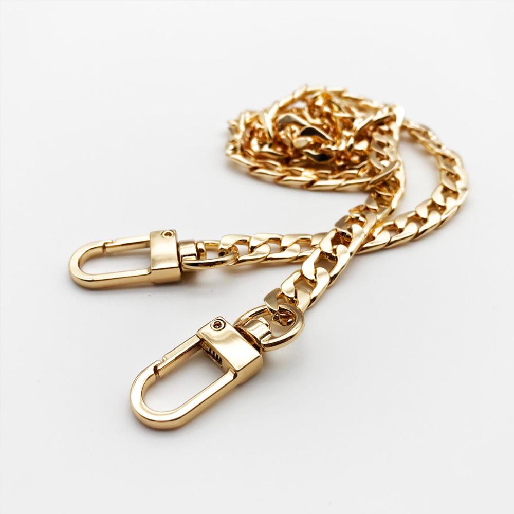 DIY 60mm 120cm Metal Handbag Purse Chain Leather Bag Strap Handle Shoulder Replacement Repair with Double Clasp Snap Clip: total length 120cm / Golden