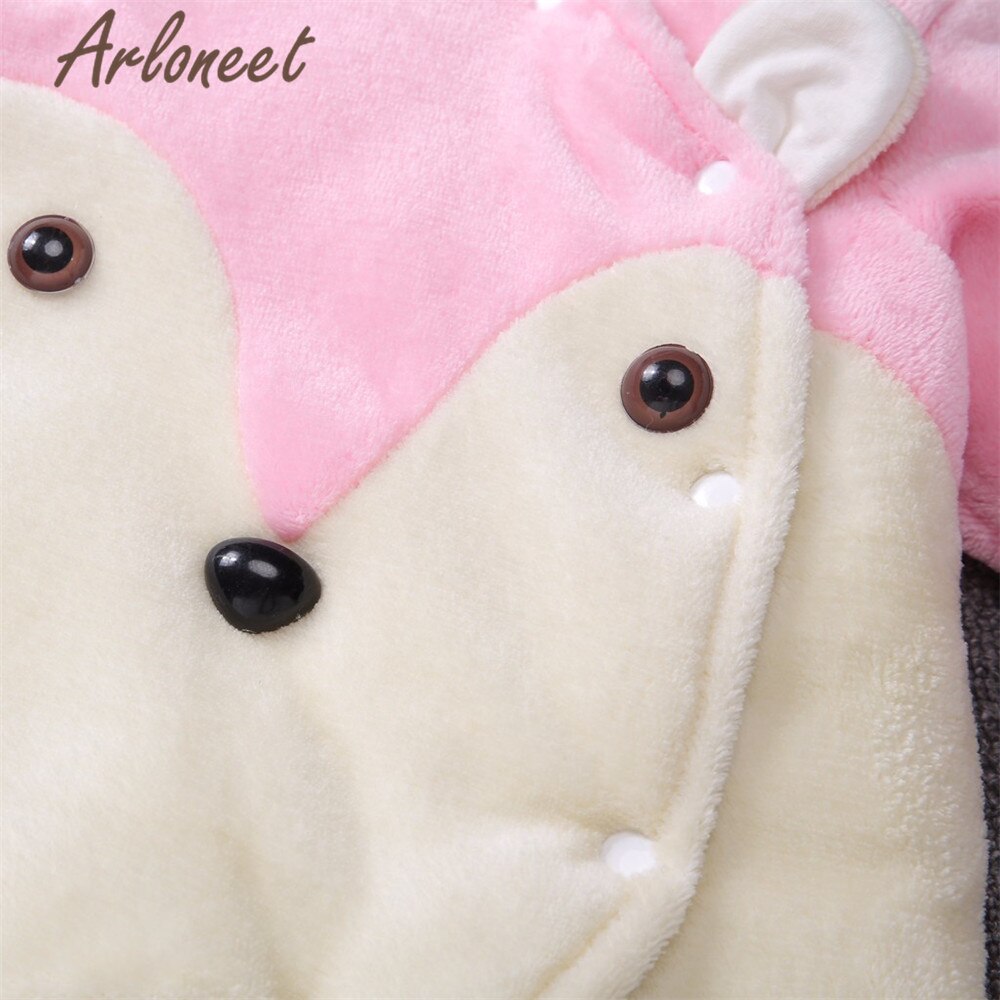 Arloneet dos desenhos animados casacos do bebê meninas inverno grosso casaco bonito raposa macacão com capuz outerwear algodão casaco de bebê menino outerwear