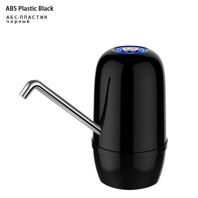 Sainless Staal Water Fles USB Pomp Dispenser Zilver Elektrische Drinkwater Dispenser Tap Met 2000 mAh Dual Pompen Krachtige: Plastic Black
