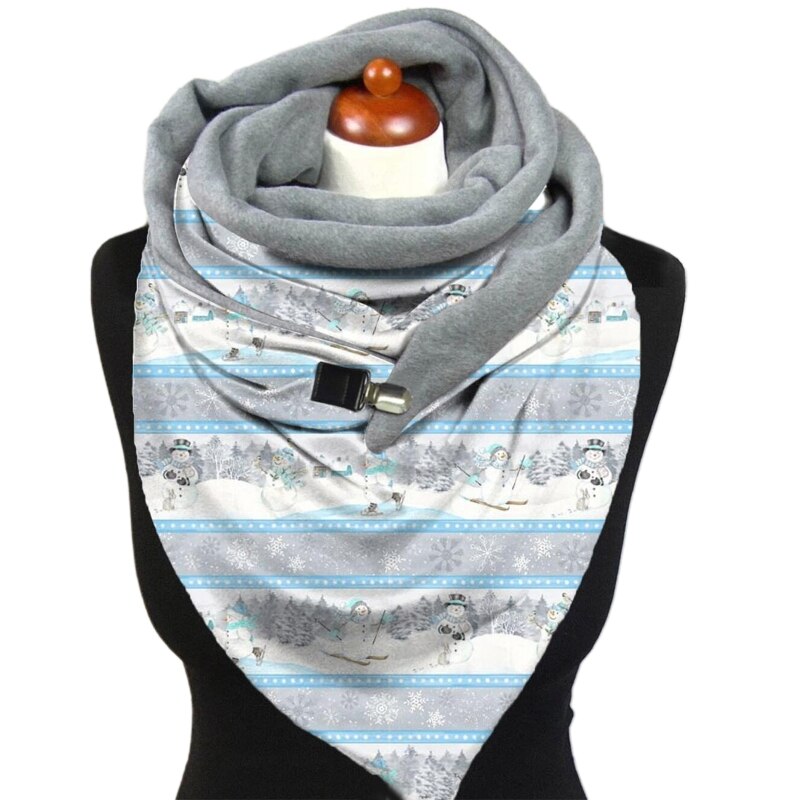 Zimowy ciepły duży szalik świąteczny koc Santa bałwan szal z klipsem 83XF: 6EE406842-6