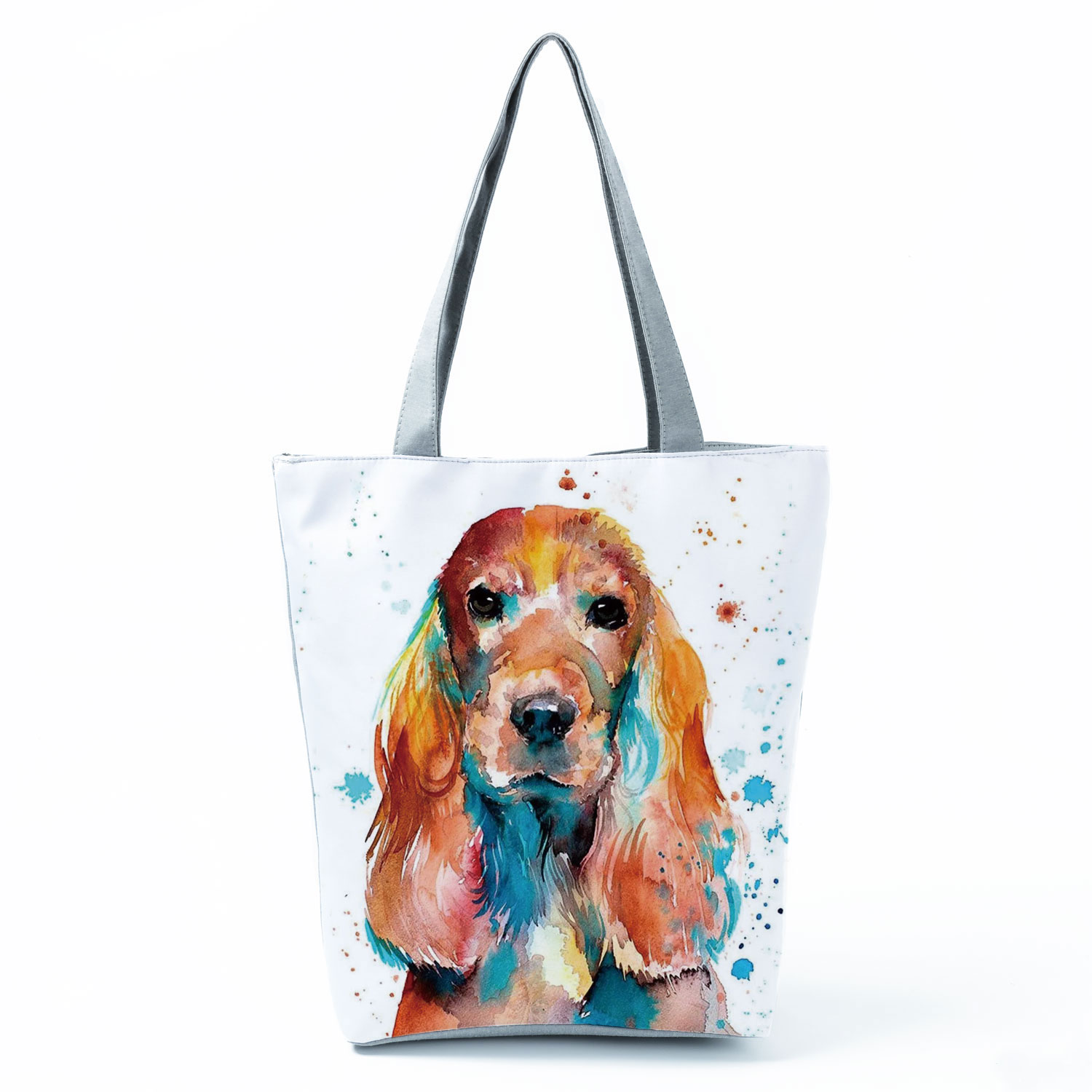 Sac à main en bandoulière de grande capacité pour femme, sac de courses exclusif avec peinture à l'huile, imprimé chien, pour épicerie, Papillon, carlin, Retriever: hl2912 Dog Bag