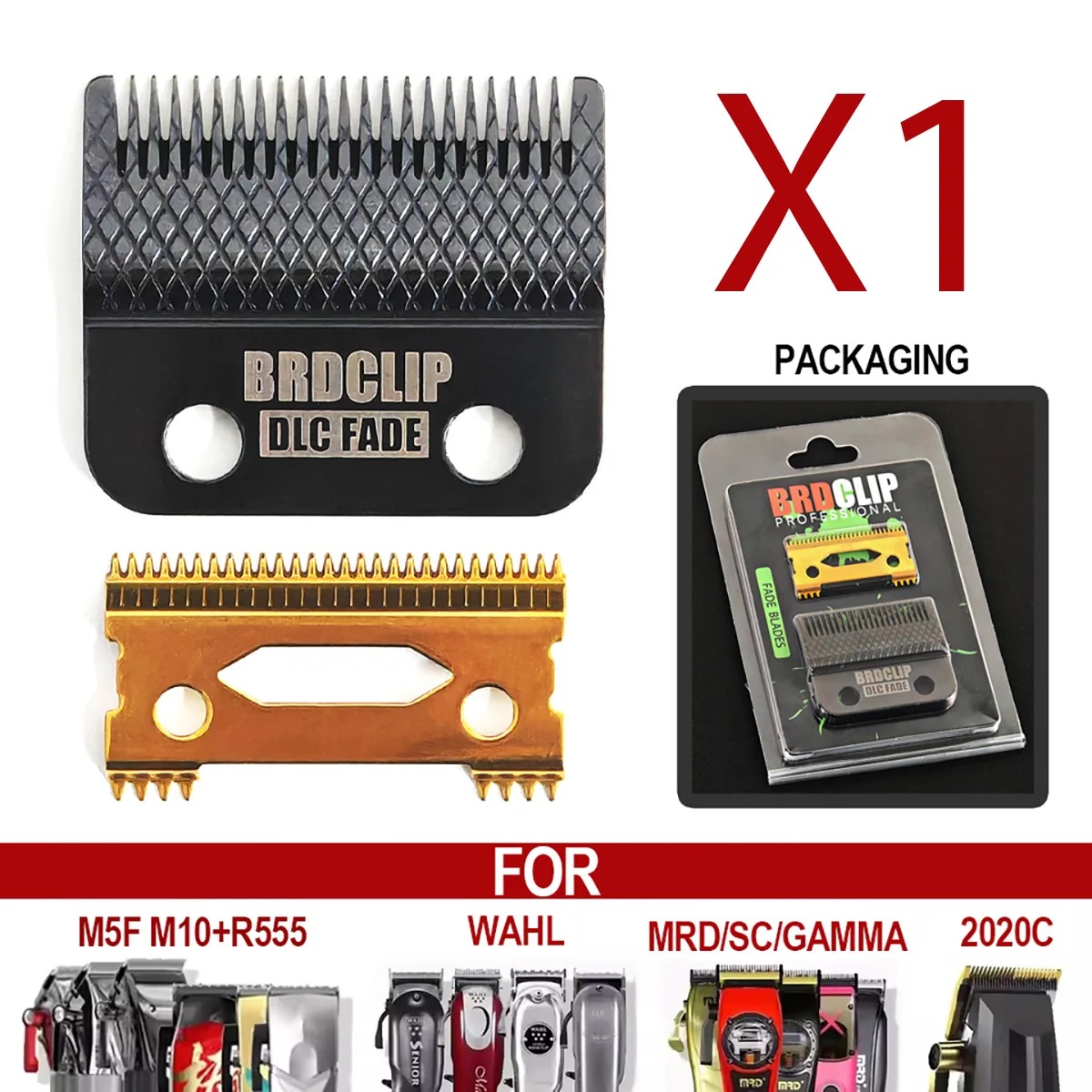 BRDCLIP 808E Electric Hair Clipper Replacement Blade DLC Blade for BRD-106 M10 M5 Kulilang R77F VGR V003 WMARK X1: black