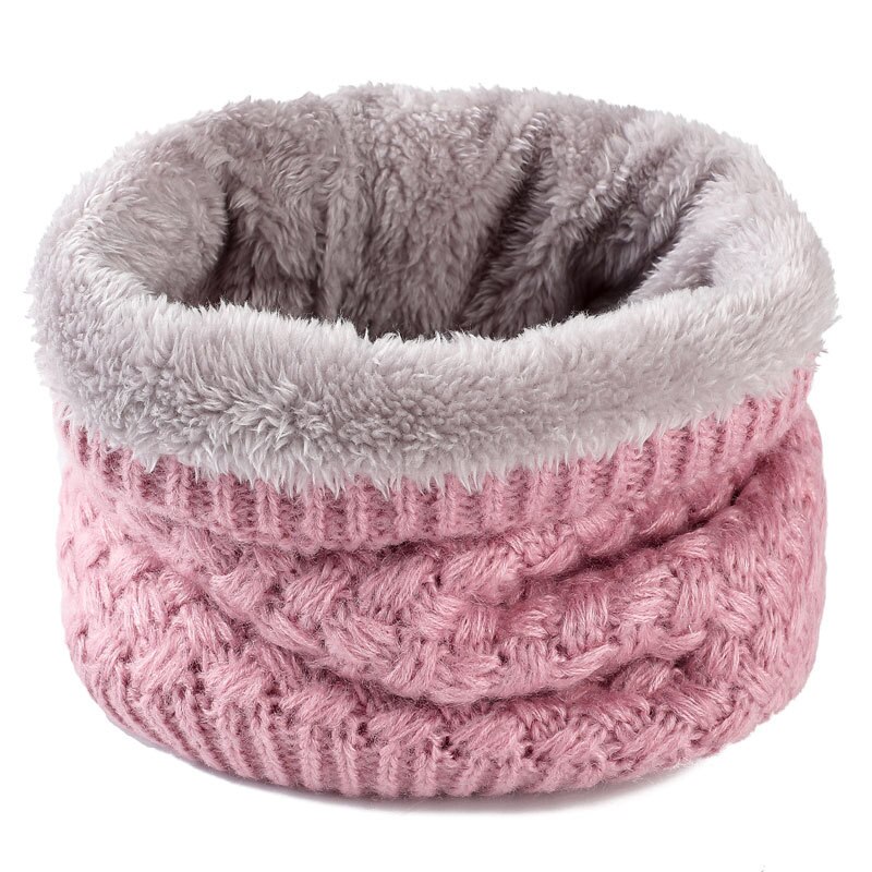Winter Ladies Pink Red Warm Elastic Thick Knitted Circle Scarf Ring Women Men Faux Fur Neck Collar Warmer Plush Scarves: Pink