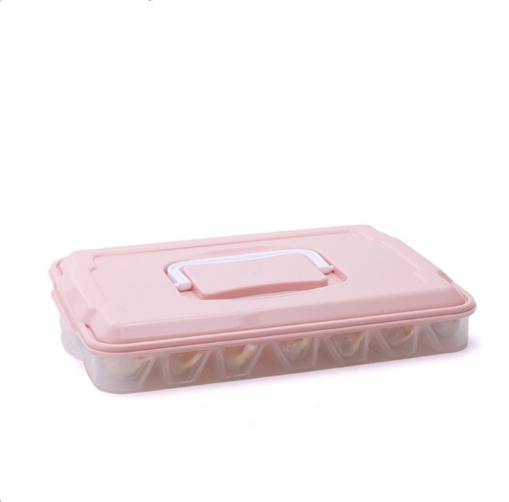Multi-layer Dumplings Container Plastic Voedsel Doos Thuis Keuken Verse Luchtdichte Doos Koelkast Organizer: 1 tier pink