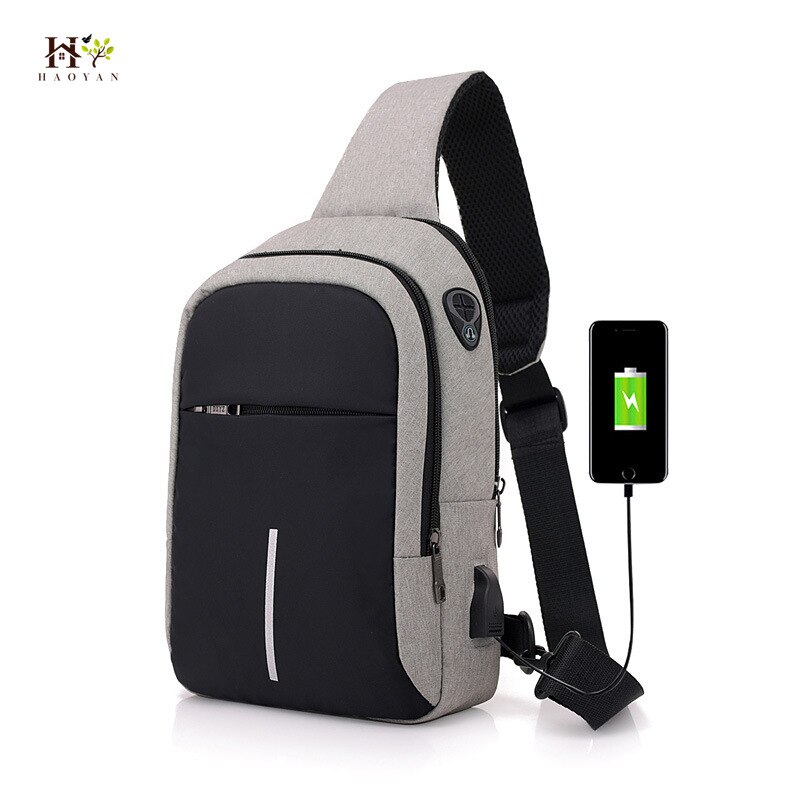 Sac de poitrine de chargement USB pour femmes sac à bandoulière imperméable multi-poches sac de voyage sac de messager pour femmes