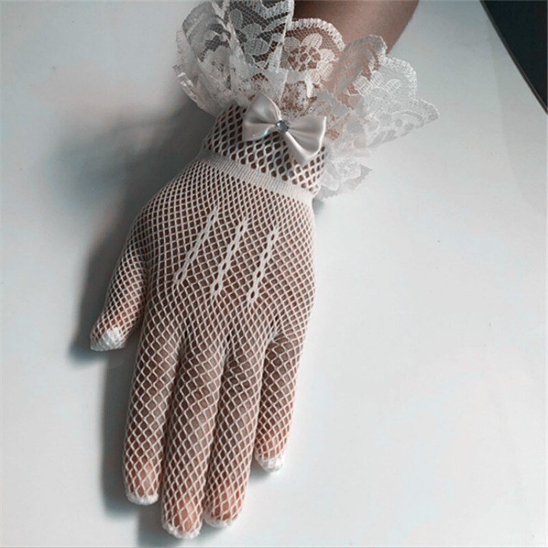 Gants d'été en résille pour femmes, 1 paire de gants de danse, pour écran tactile court, fête de la mariée, demi-doigt, en Tulle