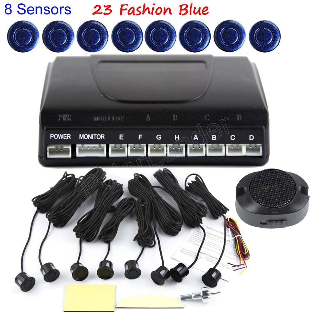 Parking Assistance Backup Reverse car auto Parking Sensor 8 sensors buzzer 44 Colors to choose: 23 fashion blue