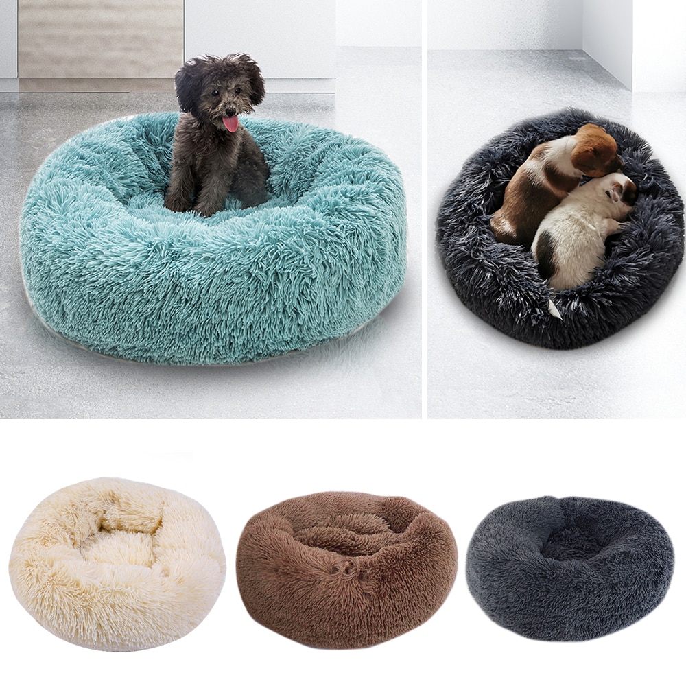 Hond Bed Ronde Pluche Kat Huis Hond Mat Winter Warme Slaapzak Katten Nest Zachte Lange Pluche Hond Mand Huisdier Kussen draagbare Levert