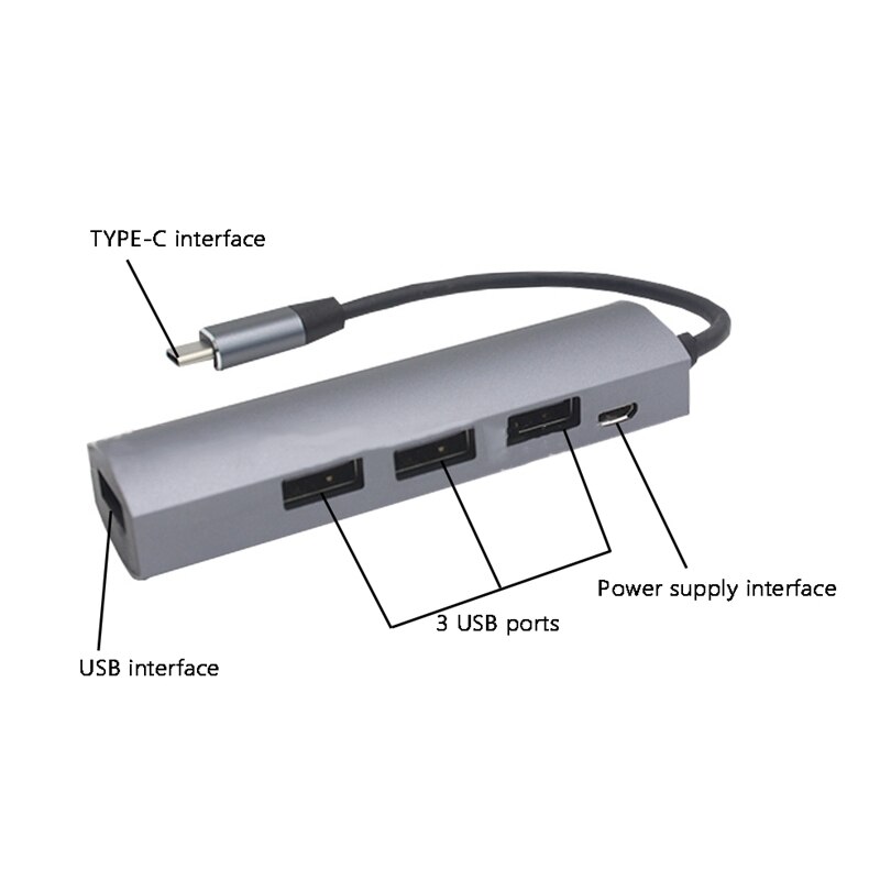 USB C Hub, 4-In-1 USB-C Hub 4-Port Hub, Compatible with Tablets, Game Consoles, iPad Pro, Laptops