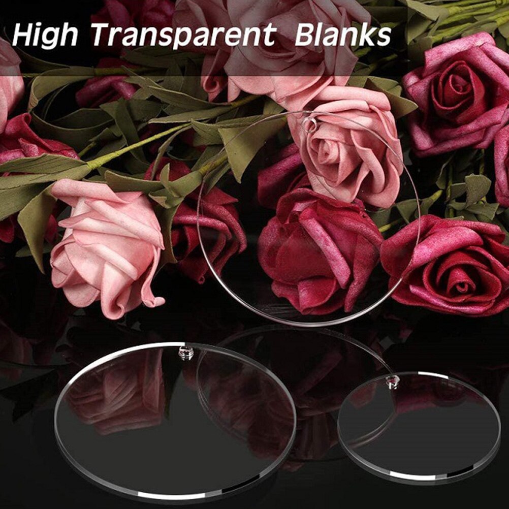 74 Pcs Acrylic Clear Discs Circles with Leather Tassels and Tweezers