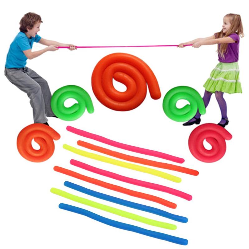 Tpr bløde nudler elastisk reb legetøj stretch udstødning farve ventil træk reb dekompression legetøj farve tilfældig
