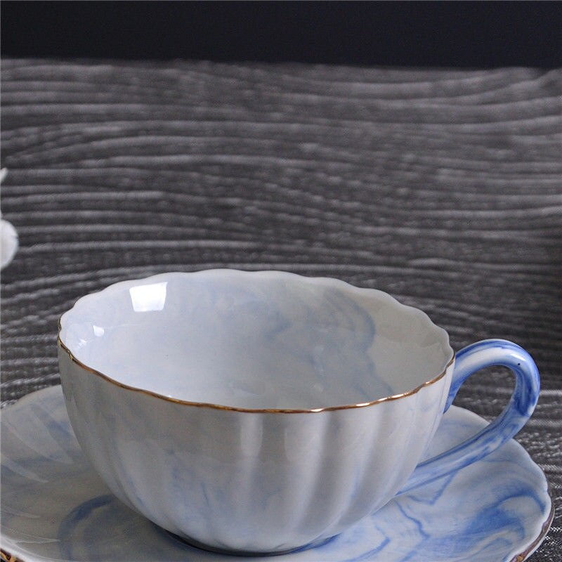 Ceramic Coffee Single Cups And Mugs Nordic Natural Stone Pattern Light Luxury Mug Household Tea Coffe Cup Drinkware: blue Single Cup