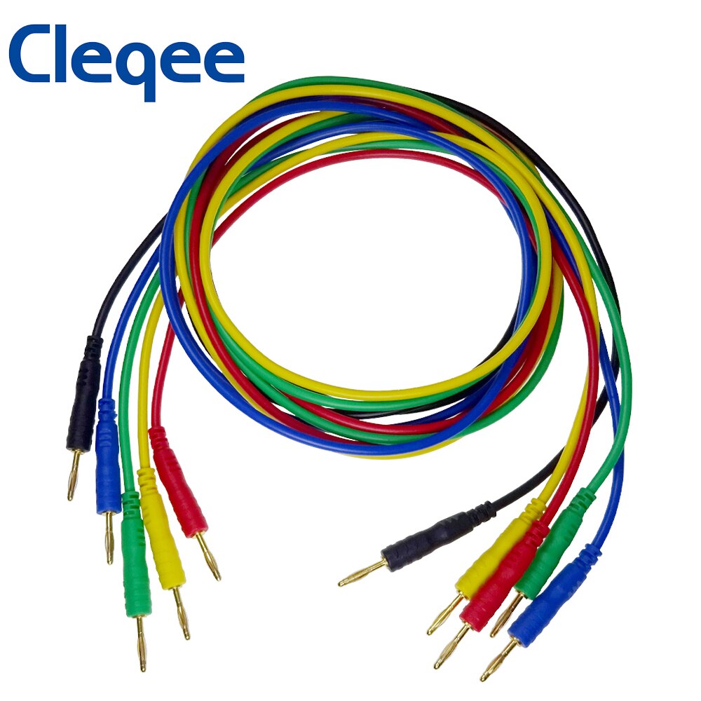 Cleqee P1048 2Mm Banana Plug Test Leads Flexibele Test Kabel Dual Ended Vergulde Banaan Plug Draad Voor Multimeter testen 5Pcs