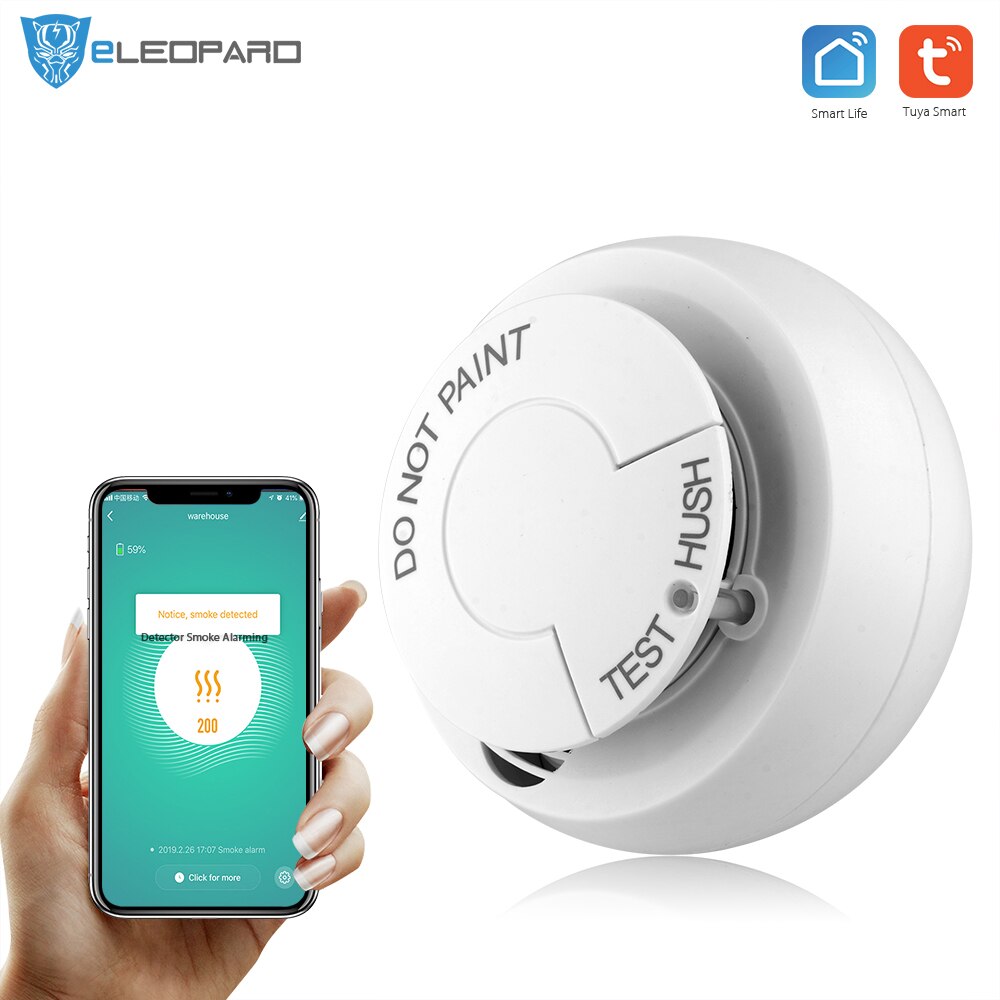 ELEOPARD Wifi Smoke Detector fire alarm Smoke Sensor Highly Sensitive fire alarm system For smart Life
