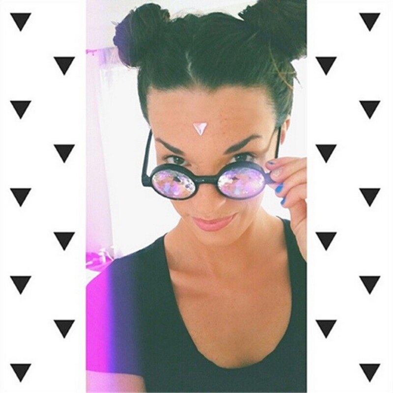 Round Kaleidoscope Glasses Rainbow Prism Sunglasses Party Rave Dancing Glasses