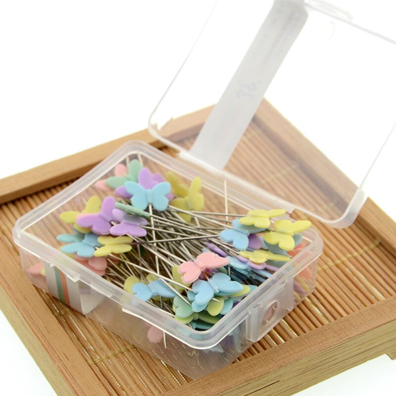 Alfileres del remiendo para costura alfileres planos con pajarita de flor, 80 unidades: BF