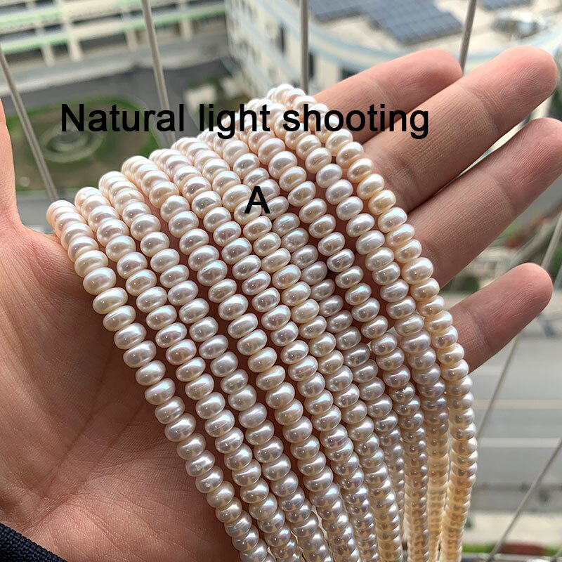 LUOMANXIARI White Freshwater Pearl A/B 100% Natural Rondelle Shape Beads For Jewelry Making Diy Women Bracelet Necklace 14.5'': A grade / 6-7mm