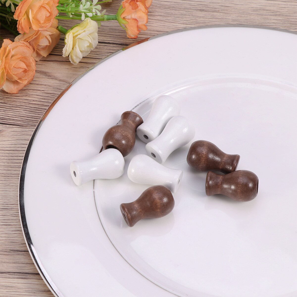 8 st gardinknoppar premium slitstark bambu rullgardin trägardiner hängen hängen hängande boll för hotell