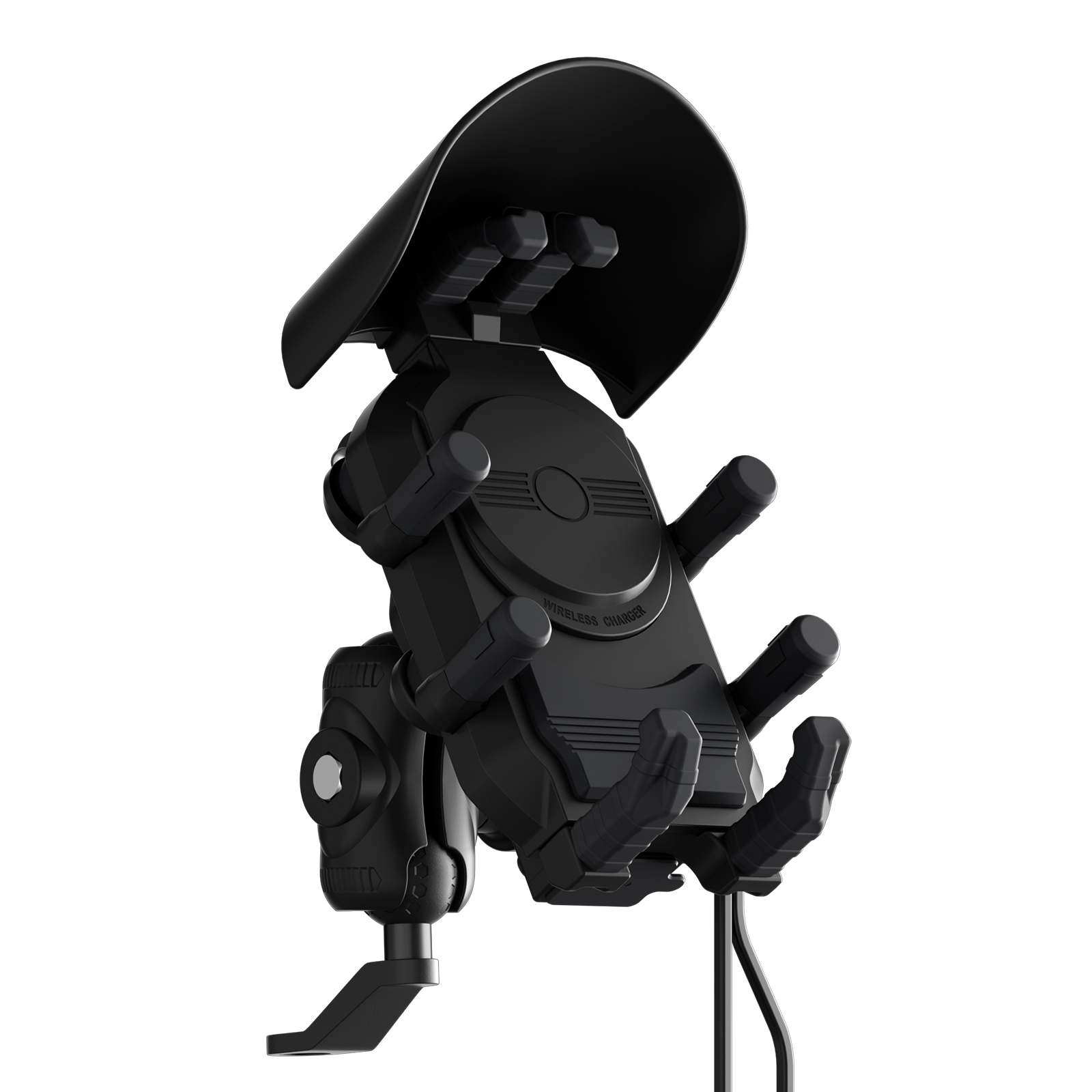 15W motorfiets telefoonhouder draadloze oplader telefoonhouder oplader GPS Moto ondersteuning mobiele telefoon stuurhouder voor 4-7 inch telefoon: Black