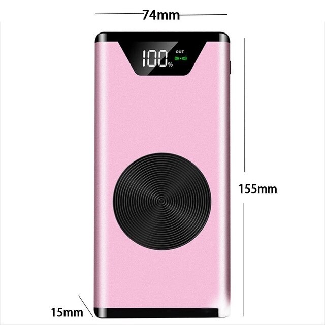 30000Mah Draadloze Oplader Power Bank Draagbare Oplader Draadloze Externe Batterij Power Bank Voor Smartphones: rose gold