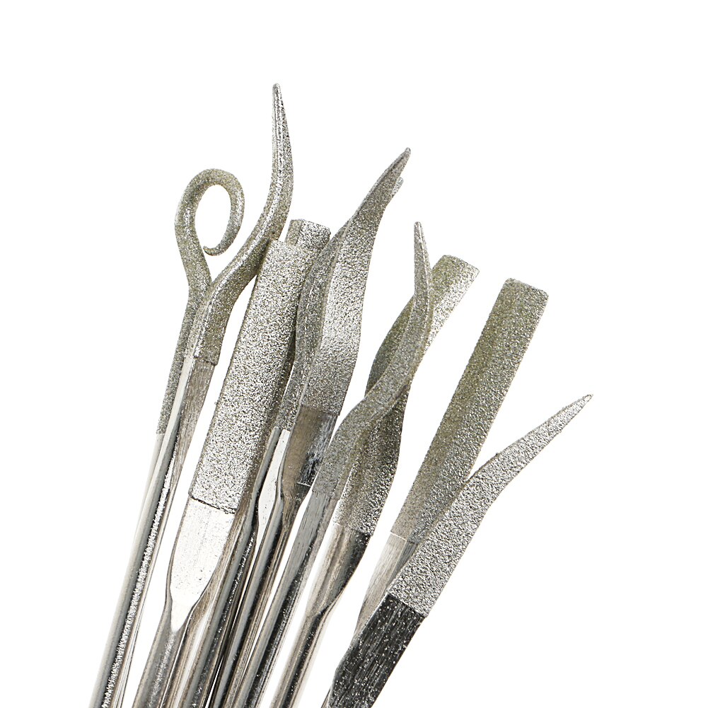 10Pcs/Set Diamond Coated Riffler Files Mechanical Watch Jewelry Files Tools Set