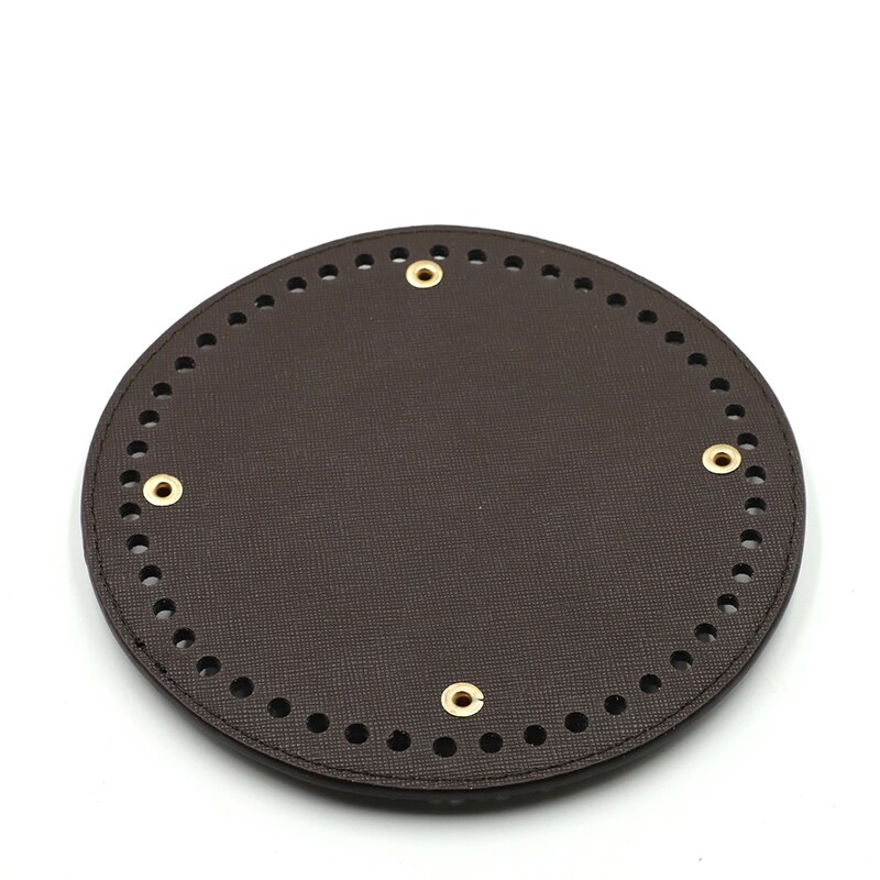Redondo saco de couro inferior com furos rebite para artesanal tricô diy bolsa de ombro acessórios 15cm