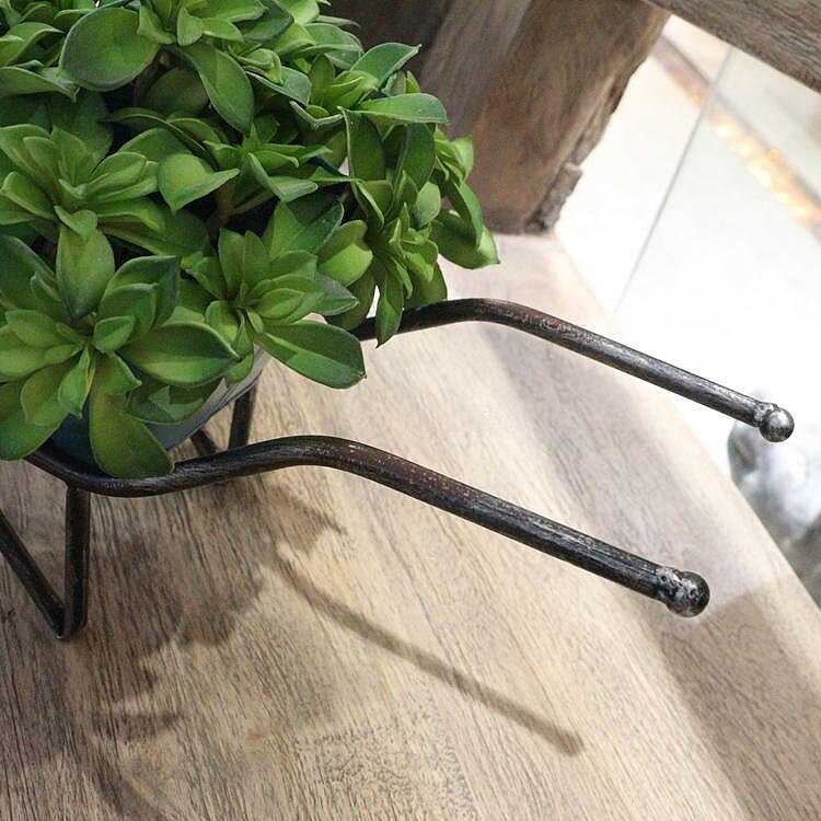 small handcrafted rustic retro metal planter cart