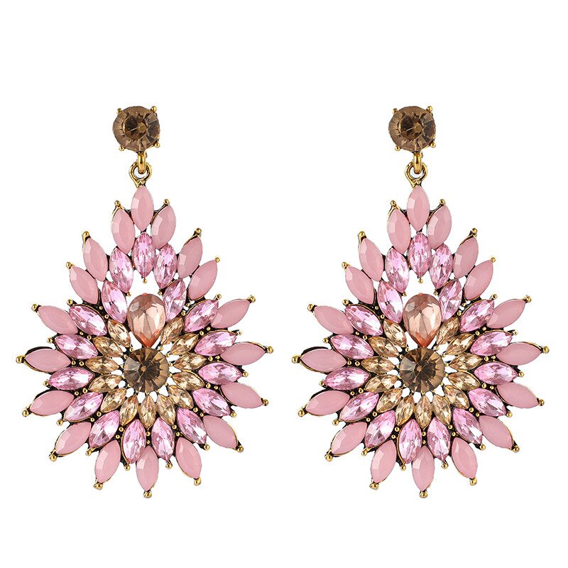 Docona 12 Stijl Kleurrijke Strass Bloem Oorbellen Voor Vrouwen Meisje Bloemen Earring Verklaring Sieraden Brincos Accessoires: 9674