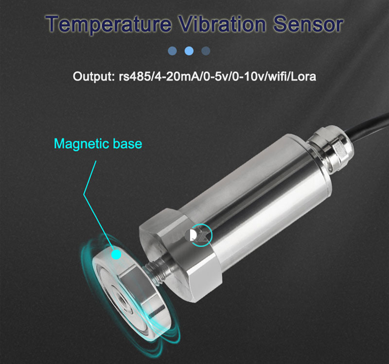 Overvågning af udstyrstilstand, temperatur- og vibrationssensor, vibrationssensor med én akse, z-akse 4-20ma rs485 0-5v 0-10v