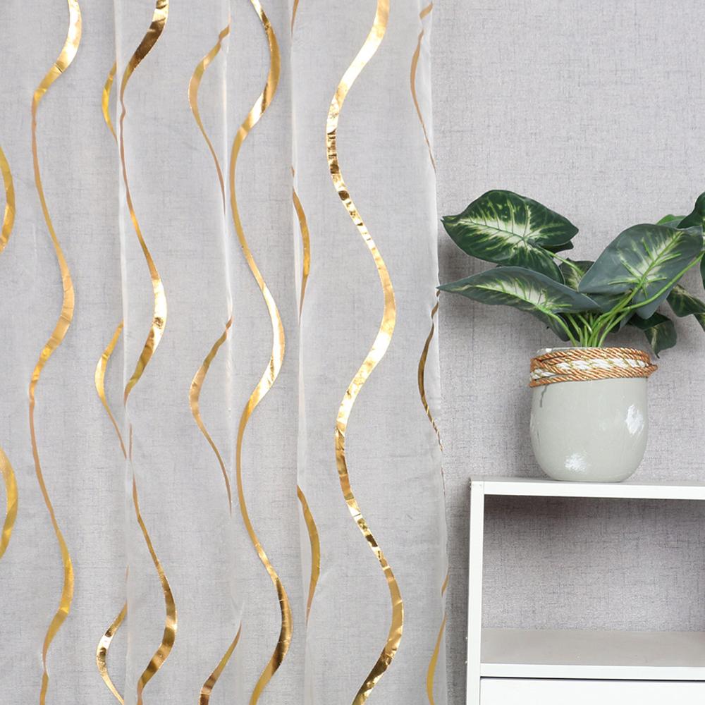 Wave Stripe Transparent Curtain Window Living Room Drape Tulle Decor