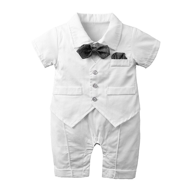 Neue geboren strampler Gentleman fliege kurzarm sommer kleidung hochzeit partei kostüm neugeborenen Baby Gesamt weiß blau: Weiß / 6m