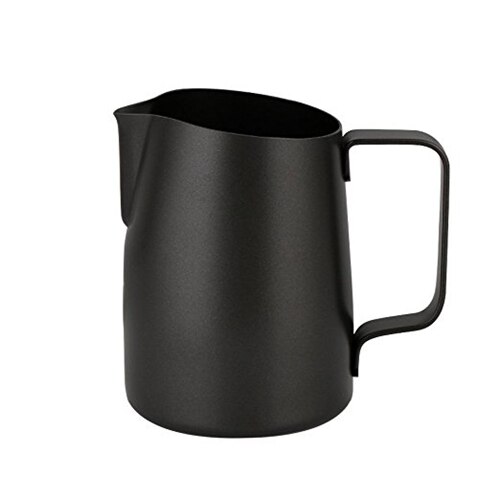 Rokene rostfritt stål non-stick beläggning kaffekanna mjölkskummande muggar espressokaffe kanna barista hantverk latte 450ml: Svart 450ml