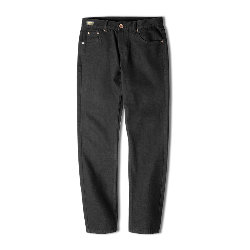 Maden-pantalones vaqueros holgados para hombre, Jeans de cintura media, negro puro americano, lavado con agua, bolsillo recto, estilo clásico, tanino: 30