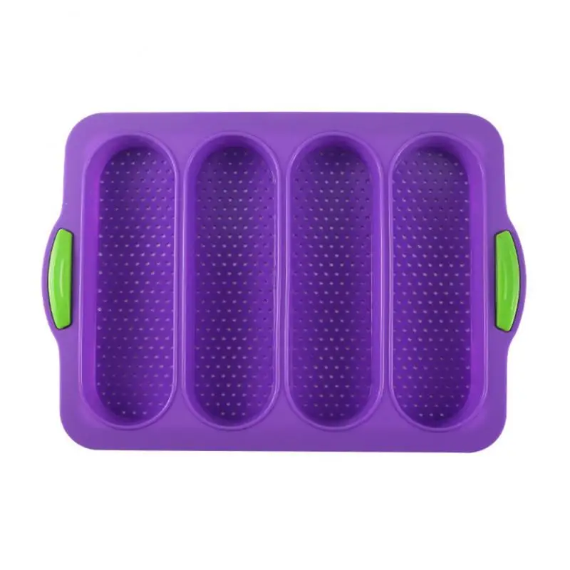 4-slot Open Silicone Bread Mold Non-Stick Bread Silicone Mould French Baguette Mold Baking Pans For Kitchen Baking Tool: light green