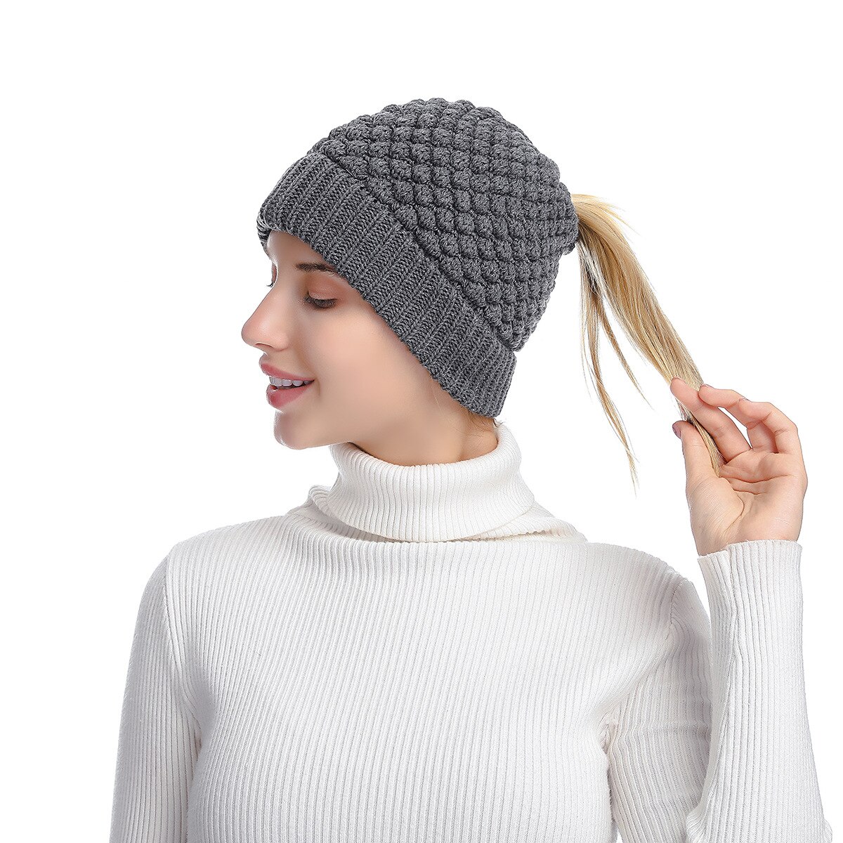 Gorro de punto elástico de punto para mujer, gorrito de punto para mujer, gorros para mujer, gorros cálidos para Otoño e Invierno