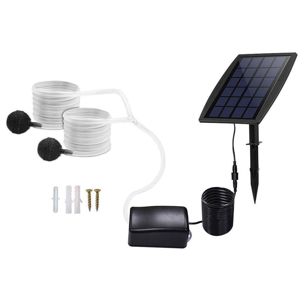Solar Air Pump Kit Inserting Ground Water Air Pump Oxygenator Solar Aerator With Oxygen Hoses Air Stone For Pond Fish Garden: Default Title