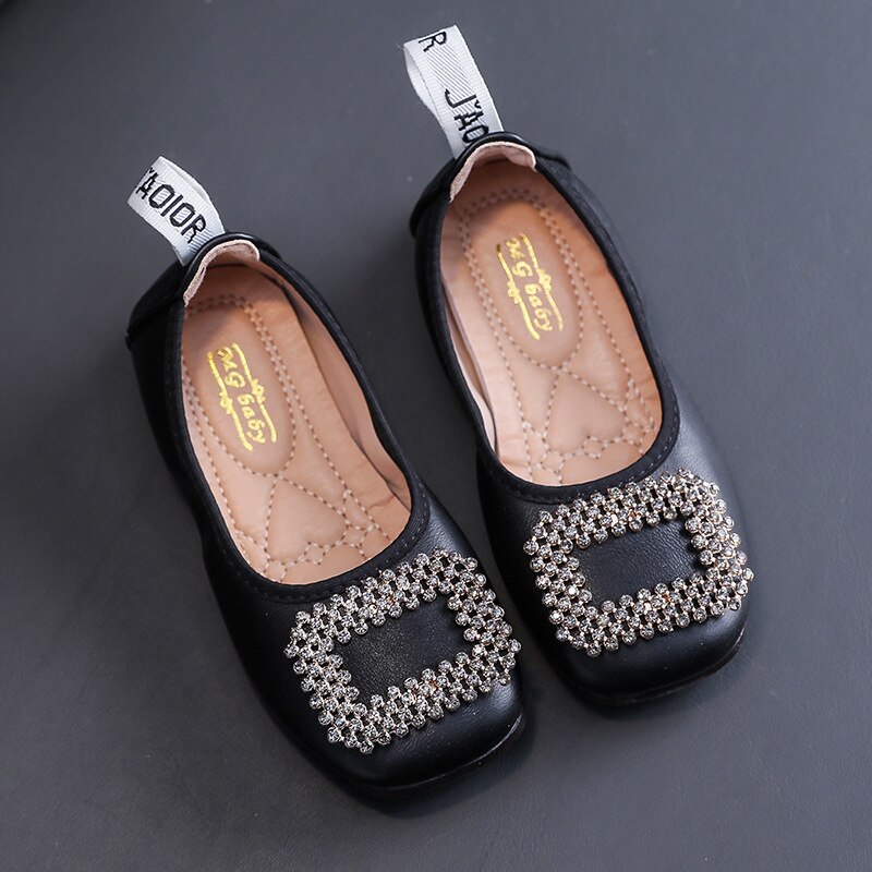 Jenter prinsessesko for barn flate skolesko barn svarte barn studentsko svarte skinnsko småbarn  d488: Svart / 29( indre 18.1cm)