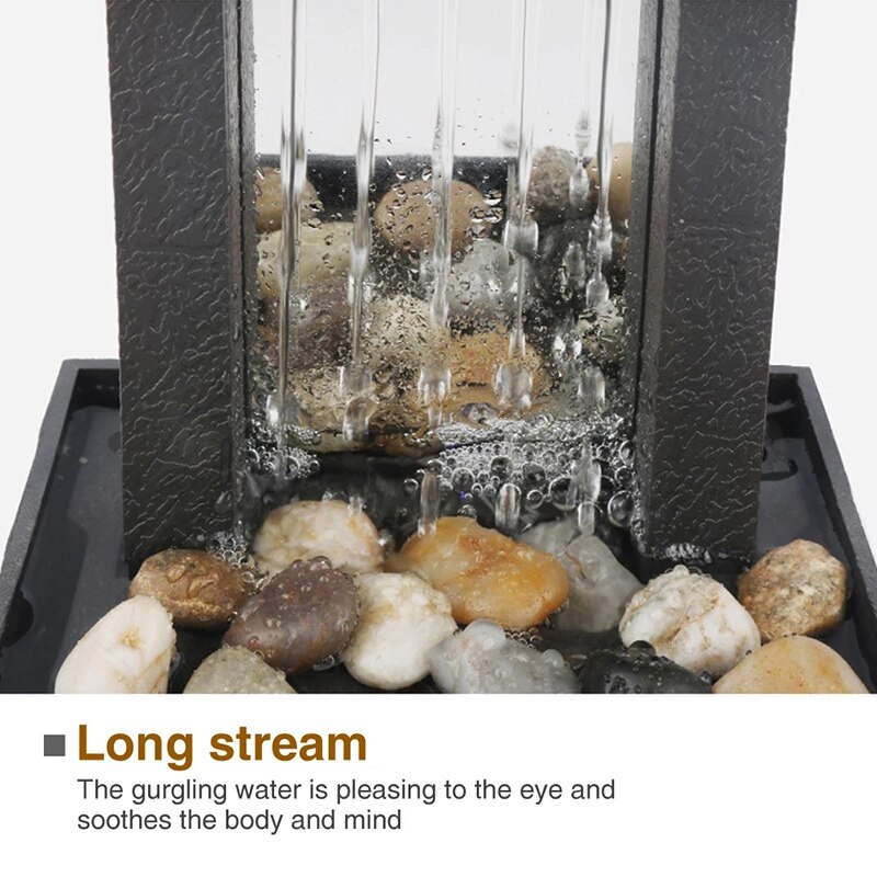 Fontaine de méditation Zen en pavé avec lumière led, décoration de maison, ornement apaisant, fontaine de bureau, cascade intérieure, vie Miniature