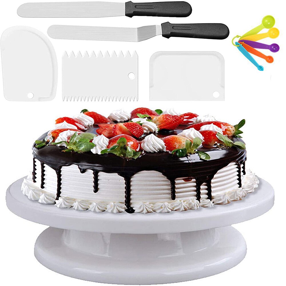 Cake Stand Turntable Rotating Base Cake Plastic Dough Knife Decorating 11 Inch Cream Cakes Stand set Cake Rotary Turntable tool: Type 01 11pcs
