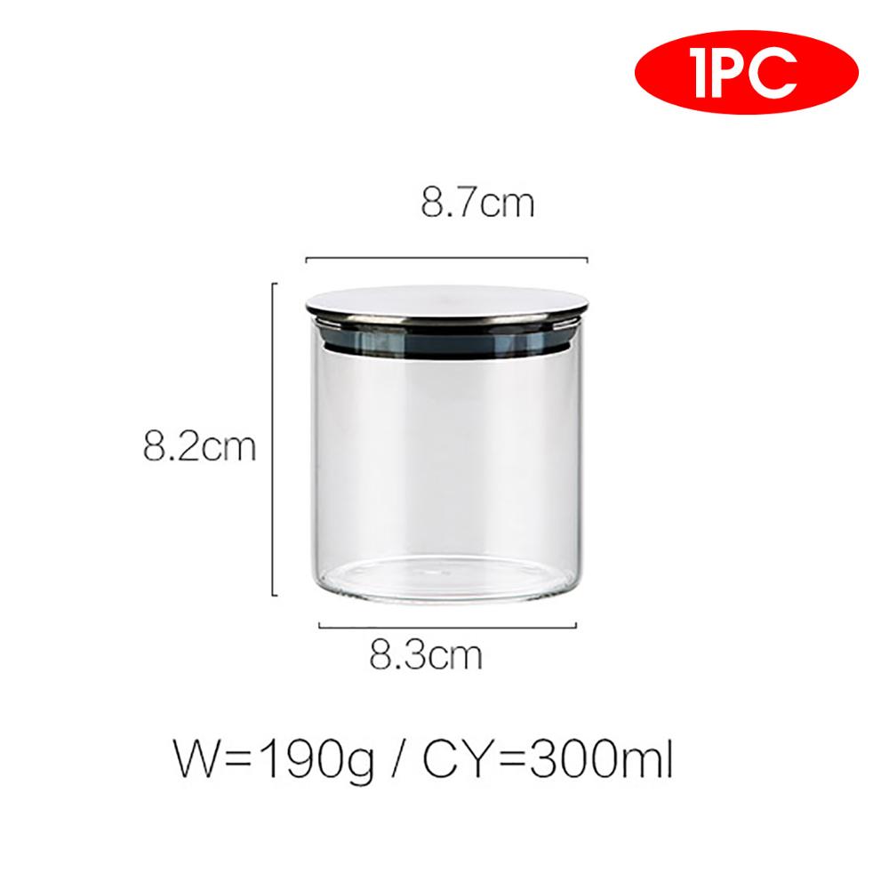 300/500/750/1000ml bocaux de conservation hermétiques en verre pour la cuisine, contenants pour bonbons, biscuits, sucre, farine: 1pc 300ml