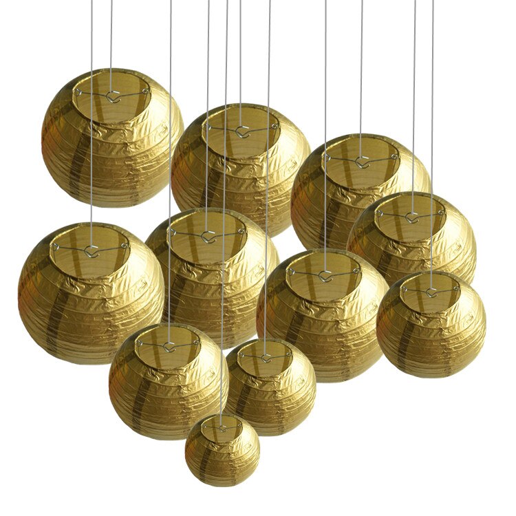 Linternas de papel de boda, lámparas chinas de 12 ", color dorado y plateado, para interiores, exteriores, fiestas, eventos, decoración artesanal colgante, 12 Uds.