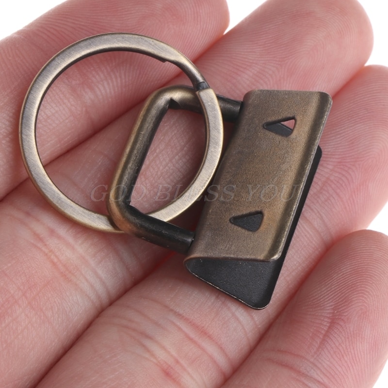 10 stk nøglering hardware 25mm nøglering split ring til håndled armbånd bomuld hale klip