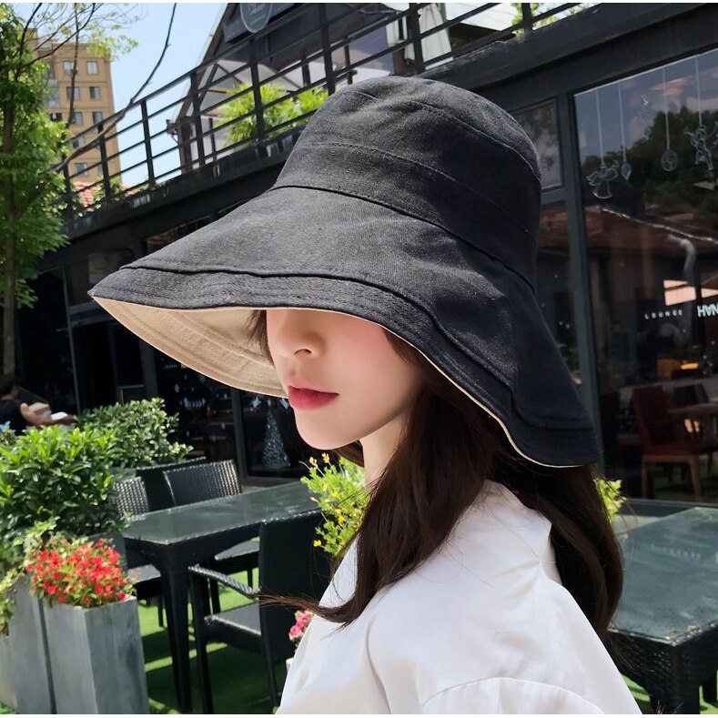 Zonneklep Dames - Extra Grote Rand UV Bescherming | Opvouwbare Strandhoed Met Elastische Band - Zwart & Gemengd