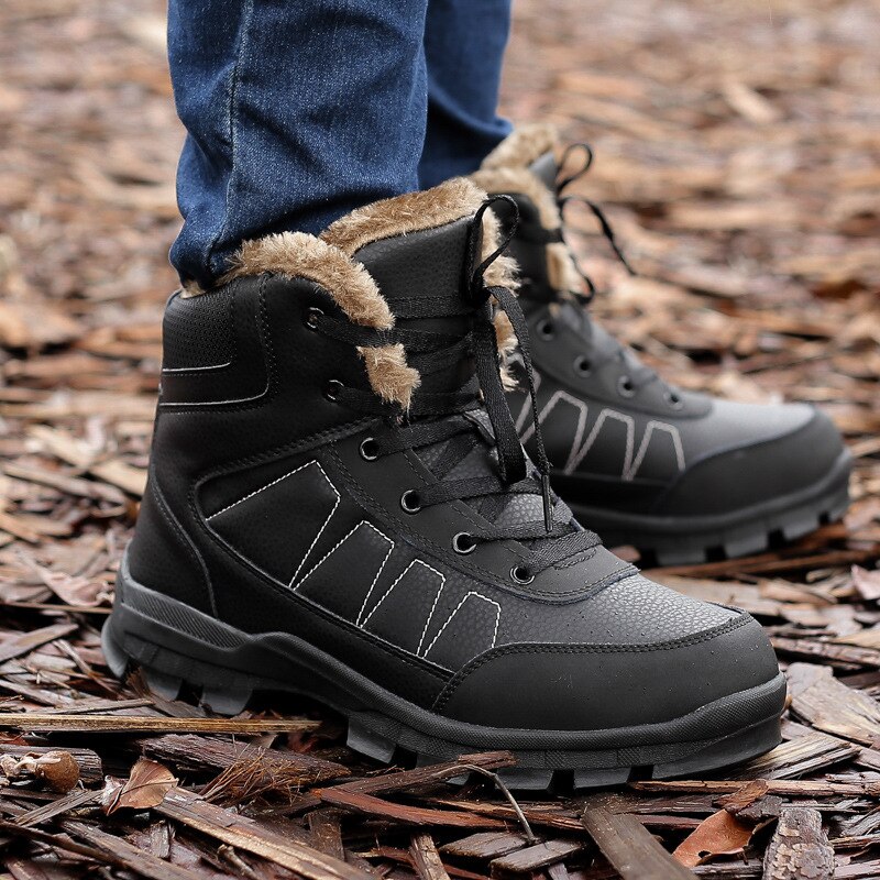 Mens Schnee Stiefel Winter Wasserdichte Warme Pelz Spitze hoch lässig Schuhe Herren hoch oben Leder Mann Knöchel Schnee Stiefel