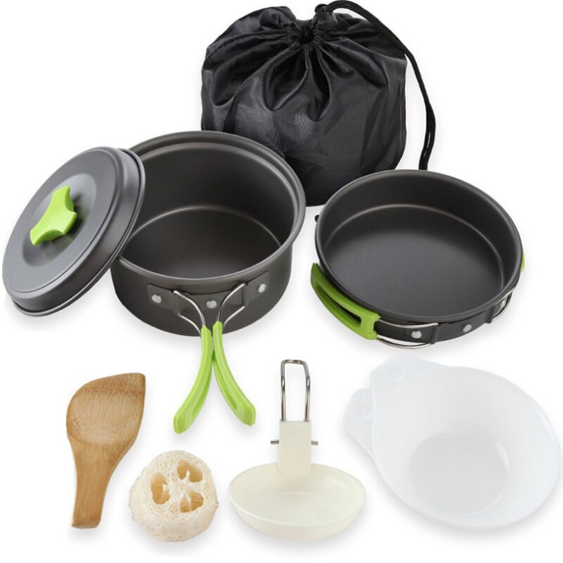 Camping köksredskap köksredskap utomhus aluminium kokkärl vattenkokare vattenkokare resor vandring picknick bekväma köksredskap: 7