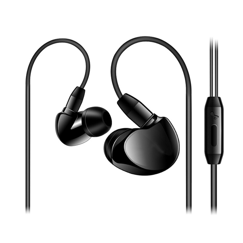Sx538 draagbare subwoofer in-ear bekabelde oordopjes 3.5mm universele sport gaming muziek oordopjes met microfoon headset voor telefoon: Zwart